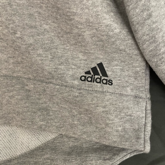 Adidas Womens Grey Cropped High Low Cowl Neck Sweatshirt with Stripe - Size L - Picture 4 of 8